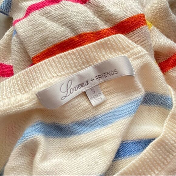 Lovers + Friends Attitude Rainbow Stripe Bell Sleeve Sweater Sz S - Picture 5 of 11